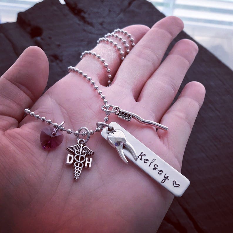 Dental Hygienist Necklace DH Necklace DH Jewelry Gift Etsy