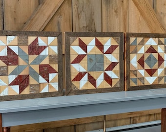 wooden quilt block barn quilt set 0f 3