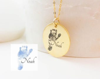 Fingerprint Necklace • Personalized Handprint Fingerprint Necklace • Baby Footprints Necklaces • Meaningful Mother's Day Gifts • NM20