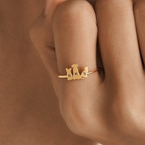 Anillo con inicial de mascota personalizado • Anillo con letra delicada • Anillo conmemorativo para mascota • Joyas hechas a mano • Regalo para mejor amigo • Regalo personalizado para mamá perruna • RM47F77
