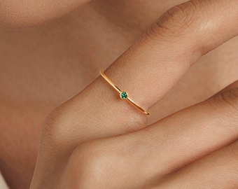 Custom Birthstone Ring • Minimalist Stacking Ring • Personalized Birthstone Jewelry • Dainty Gemstone Ring • Handmade Gift for Her • RM45