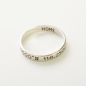Custom Coordinates Ring Personalized Stackable Name Ring Longitude