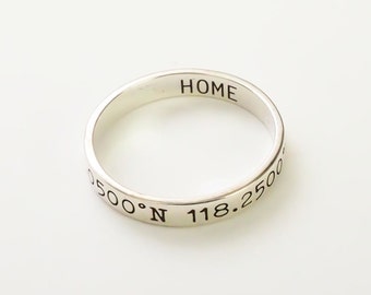 Custom Coordinates Ring • Personalized Stackable Name Ring • Longitude Latitude Jewelry • Best Friend Gift • Mom Christmas Gift • RM22F41