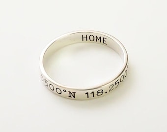 Custom Coordinates Ring • Personalized Stackable Name Ring • Longitude Latitude Jewelry • Best Friend Gift • Mom Christmas Gift • RM22F41
