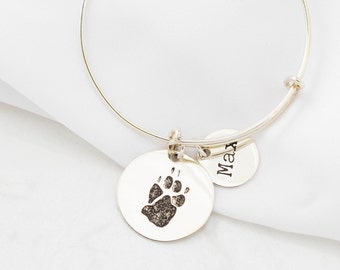 Actual Paw Print Bracelet • Handwriting Bracelet • Fingerprint Jewelry • Pet Lover Gift • Memorial Gift • Personalized Gift For Her • BM24