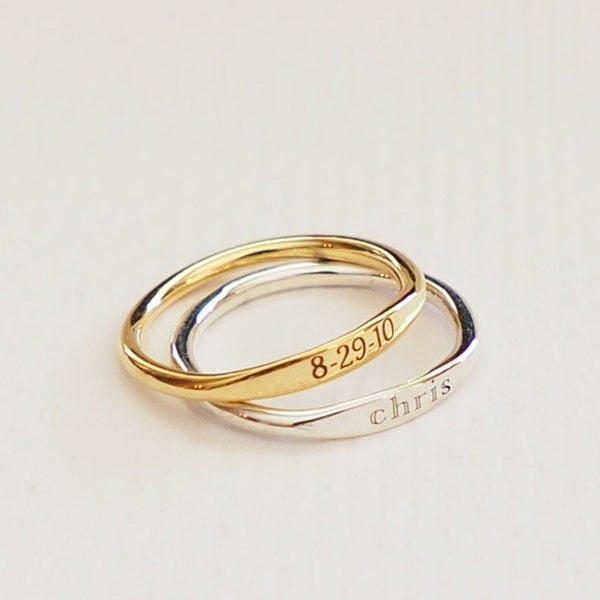 Custom Skinny Name Ring • Personalized Stackable Rings in Sterling Silver • Custom Minimalist Ring • Message Ring • Bridesmaids Gift RM21F41
