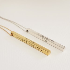 Custom Name Bar Necklace Minimalist Name Jewelry in Silver, Gold, Rose Gold Layering Bar Charm Necklace Bridesmaid Gift NM21F41 image 2