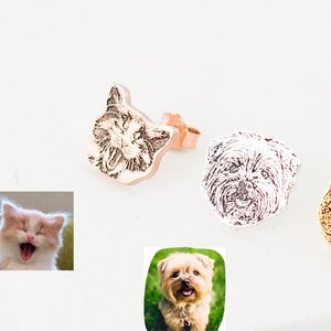 Custom Pet Jewelry • Pet Photo Stud Earrings • Personalized Dog or Cat Earrings for Pet Lovers • Pet Memorial Gift • Cat Lover Gift • CM41