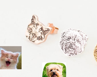 Custom Pet Jewelry • Pet Photo Stud Earrings • Personalized Dog or Cat Earrings for Pet Lovers • Pet Memorial Gift • Cat Lover Gift • CM41