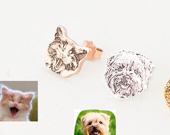 Custom Pet Jewelry • Pet Photo Stud Earrings • Personalized Dog or Cat Earrings for Pet Lovers • Pet Memorial Gift • Cat Lover Gift • CM41