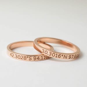 Custom Coordinates Ring Personalized Stackable Name Ring Longitude Latitude Jewelry Best Friend Gift Mom Christmas Gift RM22F41 image 3