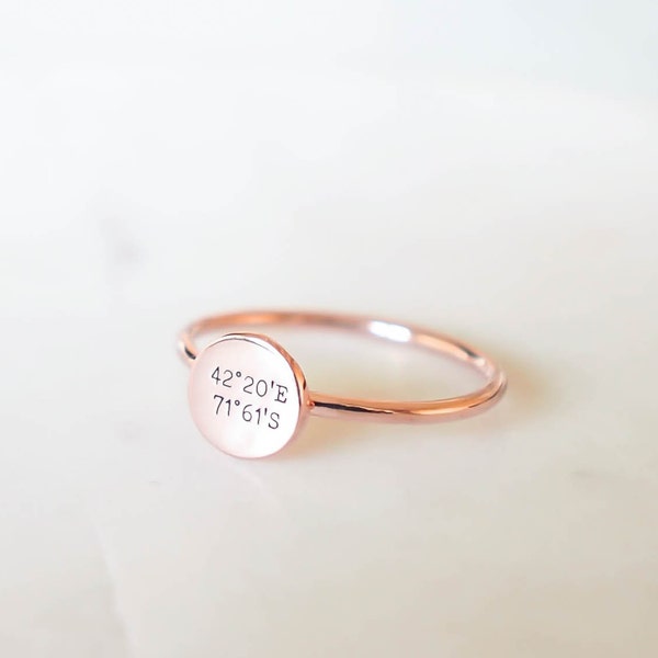 Personalized Coordinates Ring • Location Ring • Dainty Name Ring • Longitude Latitude Jewelry • Personalized Gift for Her • RM20F41