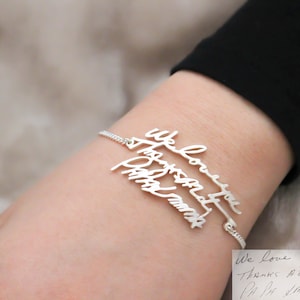 Handwriting Jewelry Handwriting Bracelet Signature Bracelet Personalized Jewelry Memorial Gift Grandma Gift Mom Gift BH01 image 1