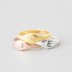 Custom Initial Ring • Personalized Stacking Ring • Dainty Initial Jewelry • Custom Sterling Silver Letter Ring • New Mom Gift • RM34F51