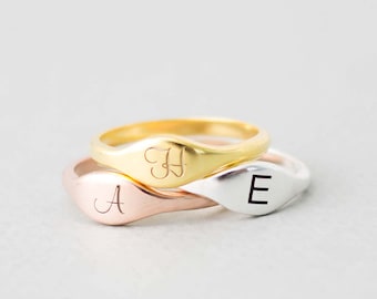 Custom Initial Ring • Personalized Stacking Ring • Dainty Initial Jewelry • Custom Sterling Silver Letter Ring • New Mom Gift • RM34F51