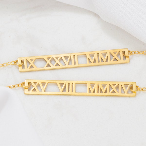 Your Roman Numerals Necklace • Custom Roman Numeral Bar Necklace • Personalized Wedding Date Jewelry • Wedding Gift • Gift for Her • NM24