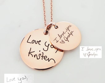 Handwriting Disc Necklace • Your Actual Handwriting Necklace • Signature Charm Necklace • Meaningful Gift For Mom • Personalized Gift • NM20