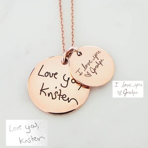 Handwriting Disc Necklace • Your Actual Handwriting Necklace • Signature Charm Necklace • Meaningful Gift For Mom • Personalized Gift • NM20