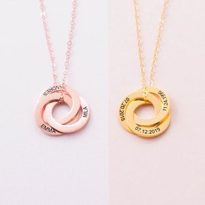 Family Names Necklace Personalized Linked Circles Necklace Custom Name Necklace in Silver, Rose, Gold Grandma Gift NM30F53 image 2