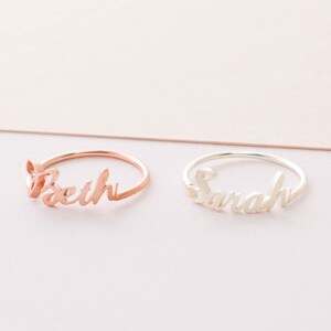 Custom Name Ring • Dainty Stacking Name Ring in Sterling Silver • Minimalist Name Ring • Bridesmaids Gift • Mothers Day Gift • RM02F60