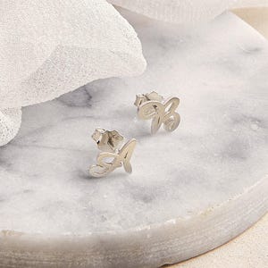 Initial Earrings in Sterling Silver • Dainty Letter Earrings • Custom Initial Stud Earrings • Personalized Gift For New Mom • CH10F60