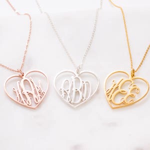 Custom Monogram Jewelry • Personalized Initials Necklace • Monogram Heart Necklace • Initials Jewelry • CHRISTMAS GIFTS • Gift for Her NM17