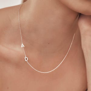 Custom Sideways Letter Necklace • Off-Center Initial Charm Necklace • Minimal Name Necklace • Personalized Jewelry • Mom Gift • NM84F77