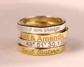 Personalized Engraving Ring • Dainty Name Ring for Anniversary • Custom Promise Ring for Women • Perfect Gift for Wife • RM22NIF93