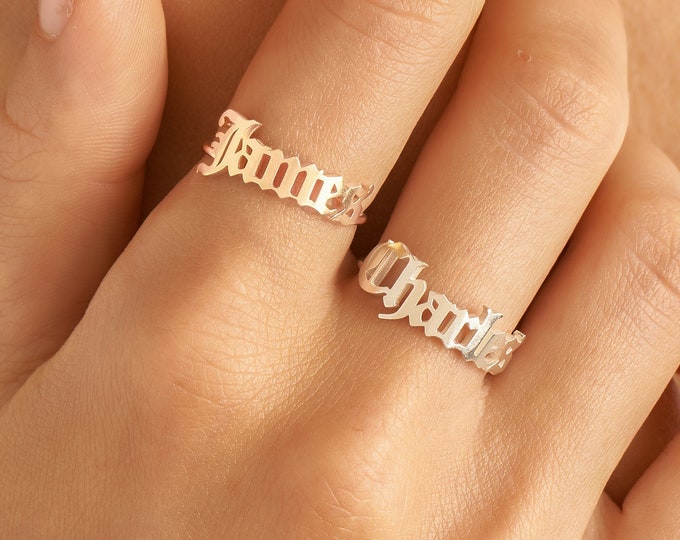 Name Ring • Alter englischer Name Ring • Benutzerdefinierte Name Ring • Statement Ring • Geschenk für Sie • RM02F69