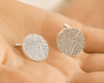 Custom Fingerprint Cufflinks • Personalized Gift For Dad • Wedding Gift For Husband • Memorial Gift • Actual Fingerprint Cuff Links • CM28