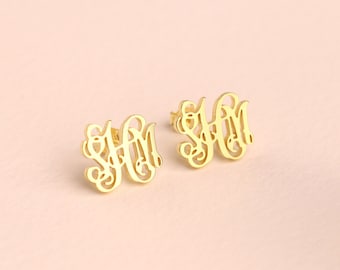 Custom Monogram Earrings • Initial Stud Earrings • Personalized Jewelry • Everyday Minimalist Charm Earrings • Birthday Gift • CH06