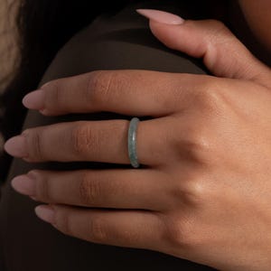 Dainty Jade Ring Band • Natural Green Crystal Stone Ring • Thin Stacking Ring • Delicate Gemstone Jewelry • Best Friend Gift for Her • RR149