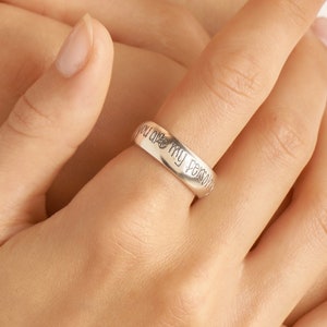 Handwriting Ring • Men&#39;s Ring • Personalized Gift For Him • Actual Fingerprint Ring • Custom Handwriting Jewelry • Wedding Band • RM29