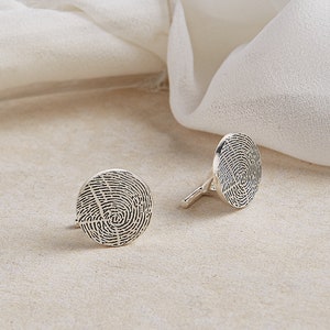 Custom Fingerprint Cufflinks • Personalized Gift For Dad • Wedding Gift For Husband • Memorial Gift • Actual Fingerprint Cuff Links • CM28