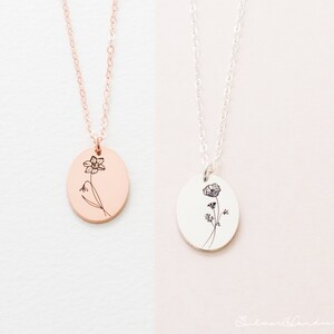 Dainty Floral Necklace • Personalized Birth Flower Necklace • Flower Necklace, Perfect Gift for Mom • Bridal Gifts • Gift For Her • NM48b