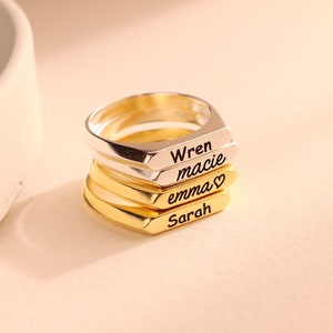 Custom Name Ring • Minimalist Name Ring • Dainty Stacking Ring • Personalized Name Jewelry • Mothers Ring • New Mom Gifts • RM32F100