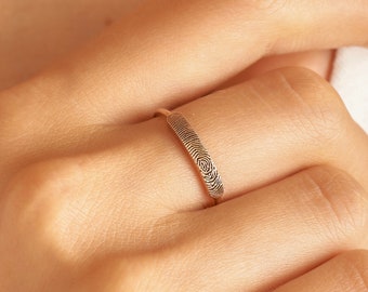 Fingerabdruck Ring • Fingerabdruck Schmuck • Minimalistischer Ring • Stapel Ring • Geschenk für Sie • Geschenk für Mutter • RM27