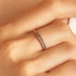 Dainty Fingerprint Ring • Custom Fingerprint Jewelry • Minimalist Ring • Stacking Ring • Personalized Gift For Her • Gift For Mom • RM27