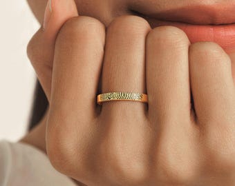 Custom Engraved Fingerprint Ring • Fingerprint Jewelry • Dainty Ring • Personalized Memorial Jewelry • Anniversary Gift for Wife • RM22F93