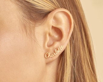 Custom Name Earrings • Minimalist Earrings • Personalized Name Earrings • Dainty Name Earrings • Stud Earrings • Daughter Gift • CH08F52