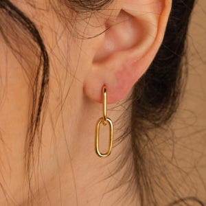 Link Dangle Earrings • Dainty Cable Link Drop Earrings • Gold Hoop Earrings for Everyday Wear • Womens Jewelry • Gifts for Her • ER033