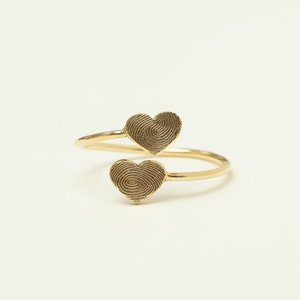Double Heart Ring with Custom Fingerprints • Memorial Gift • Fingerprint Ring • Personalized Gift For Her • Mother Daughter Gift • RM49