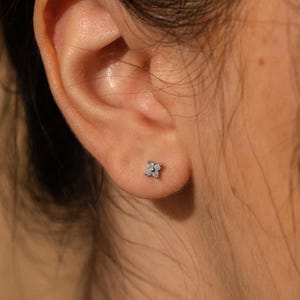 Ivy Flower Stud Earrings • Light Blue Floral Earrings • Cute Gemstone Earrings • Something Blue Jewelry • Bridal Shower Gift • ER364