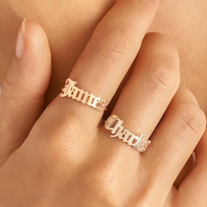 Bold Name Ring • Old English Name Ring • Custom Name Ring • Statement Ring • Personalized Gift For Her • RM02F69