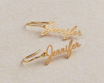 Dangle Name Earrings in Gold, Sterling Silver, Rose Gold • Custom Name Earrings • Dangle Earrings • Personalized Gift For Her • CH51F31