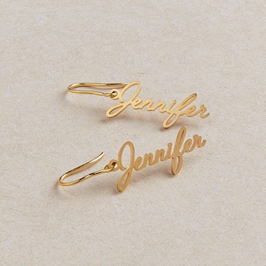 Dangle Name Earrings in Gold, Sterling Silver, Rose Gold • Custom Name Earrings • Dangle Earrings • Personalized Gift For Her • CH51F31