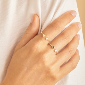 Dual Birthstone Ring in Sterling Silver, Gold, Rose Gold • Stacking Ring • Gemstone Ring • Custom Birthstone Jewelry • Gift for Mom • RH05