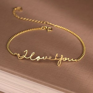 Handwriting Bracelet • Personalized Handwriting Jewelry in Sterling Silver • Signature Charm Bracelet • Grandma Gift • MOTHER&#39;S GIFT • BH01