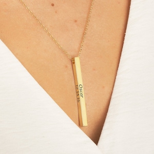 3D Bar Necklace • Custom Name Necklace • Engraved Bar Necklace • Custom Coordinates Bar Necklace • Personalized Anniversary Gift • NM21F42