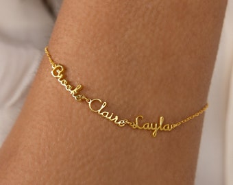 Dainty Multiple Name Bracelet • Personalized Charm Bracelet • Friendship Bracelet • Minimalist Name Jewelry • Sister Gift for Her • BM61F34